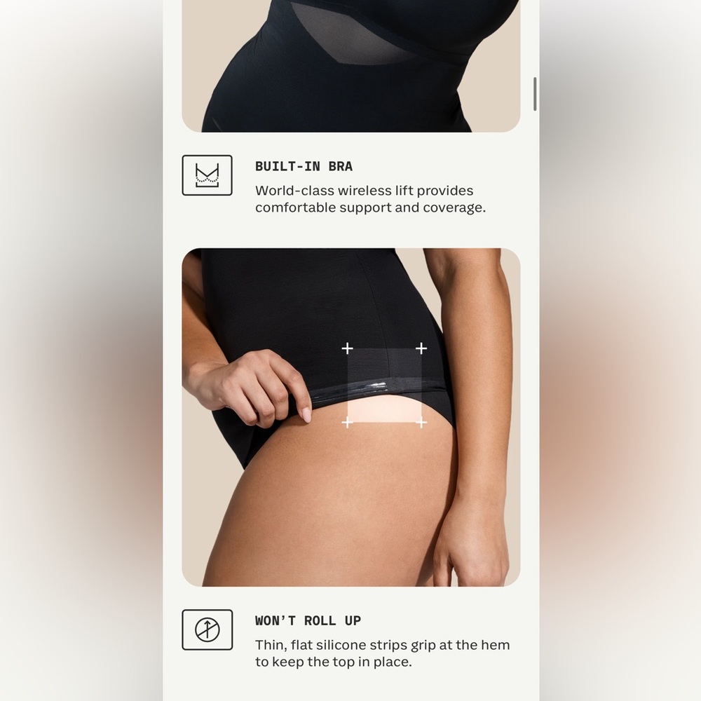 Honeylove LiftWear Cami in black, built-in, wireless bra, compression, L - Picture 6 of 12